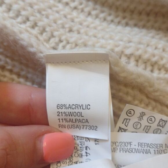 Zara Knit Alpaca sweater wool blend cardigan cream color size L - Picture 8 of 9